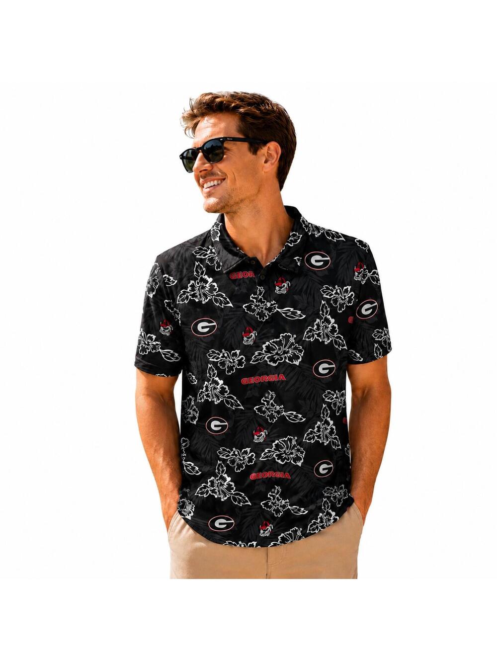 Reyn Spooner Georgia Bulldogs Floral Polo Shirt Large New $148